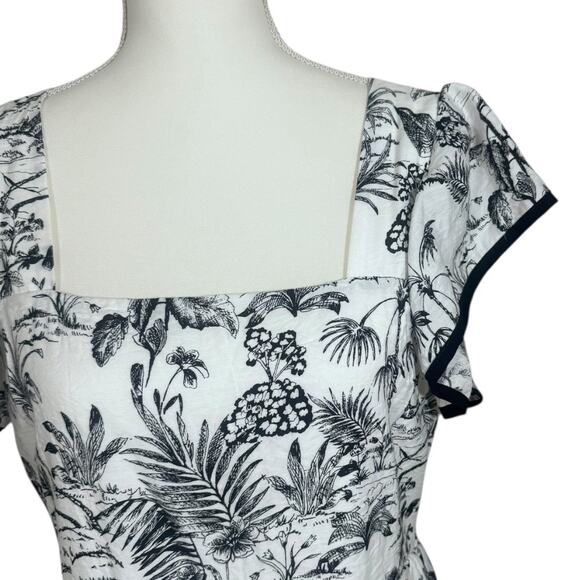 Entro Black and White Toile Pattern Dress - Size Large - Picture 2 of 6